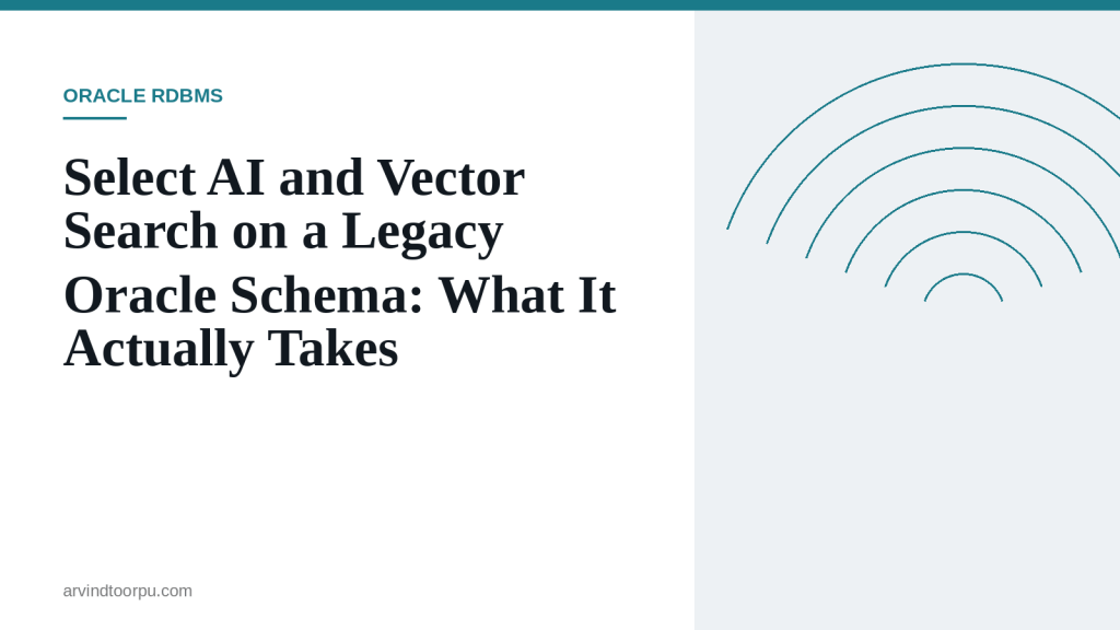 Select AI and Vector Search on a Legacy Oracle Schema: What It Actually&nbsp;Takes